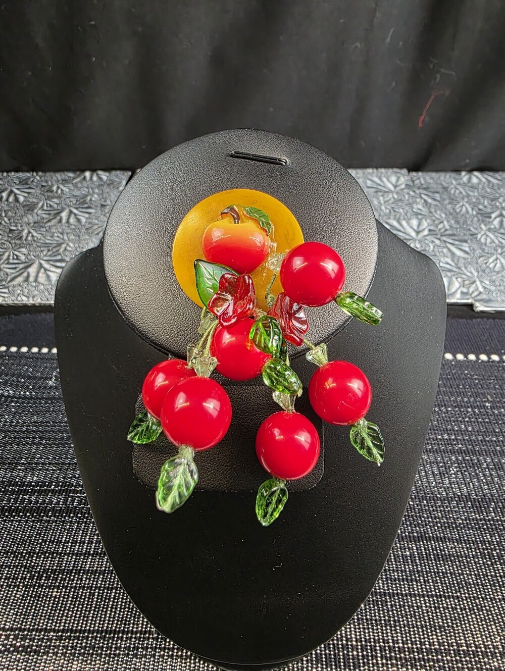 Bakelite Figural Cherry Vintage Brooch